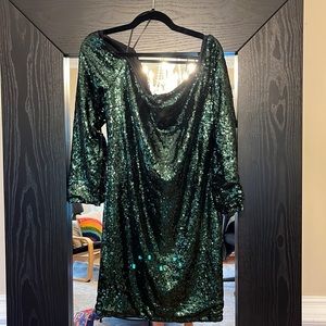 3X green sequined mini dress